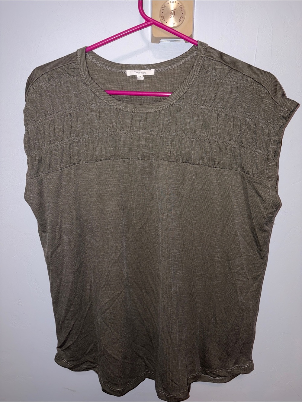 Maurices Olive Green Textured Yoke Tank Top
